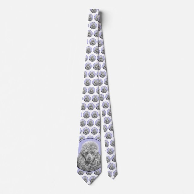 Pudel Ministratyr Leksak Silver Grått Blue Hund Ar Slips (Framsida)