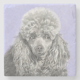 Pudel Ministratyr Leksak Silver Grått Blue Hund Ar Stenunderlägg