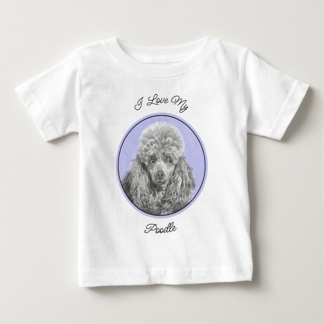 Pudel Ministratyr Leksak Silver Grått Blue Hund Ar T Shirt (Framsida)