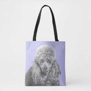 Pudel Ministratyr Leksak Silver Grått Blue Hund Ar Tygkasse