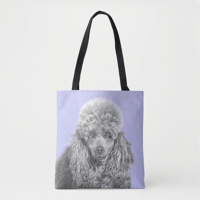 Pudel Ministratyr Leksak Silver Grått Blue Hund Ar Tygkasse (Framsida)