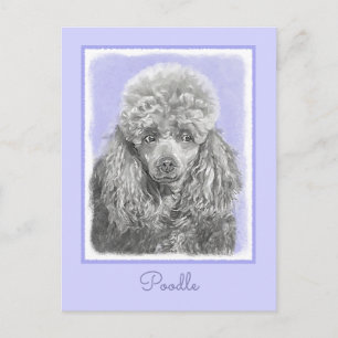 Pudel Ministratyr Leksak Silver Grått Blue Hund Ar Vykort