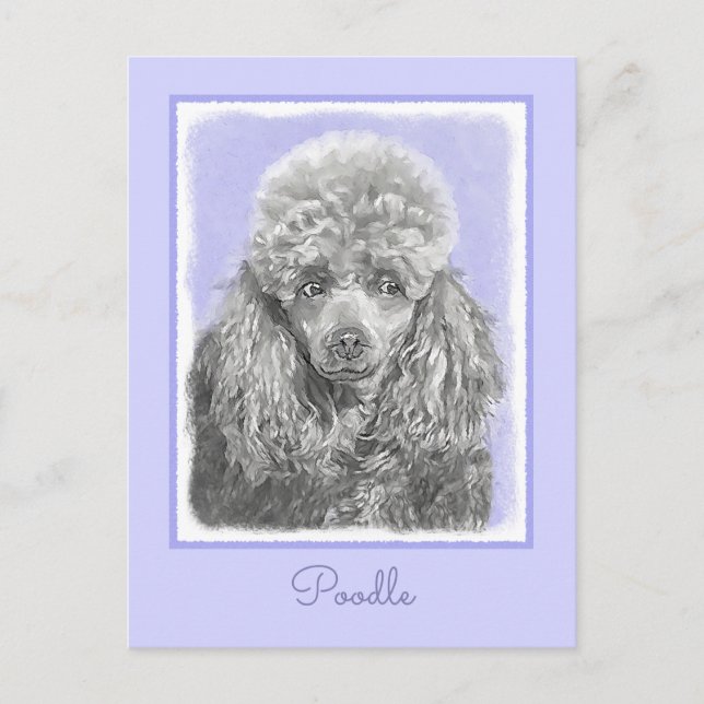 Pudel Ministratyr Leksak Silver Grått Blue Hund Ar Vykort (Framsida)