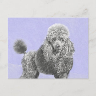 Pudel Ministratyr Leksak Silver Grått Blue Hund Ar Vykort
