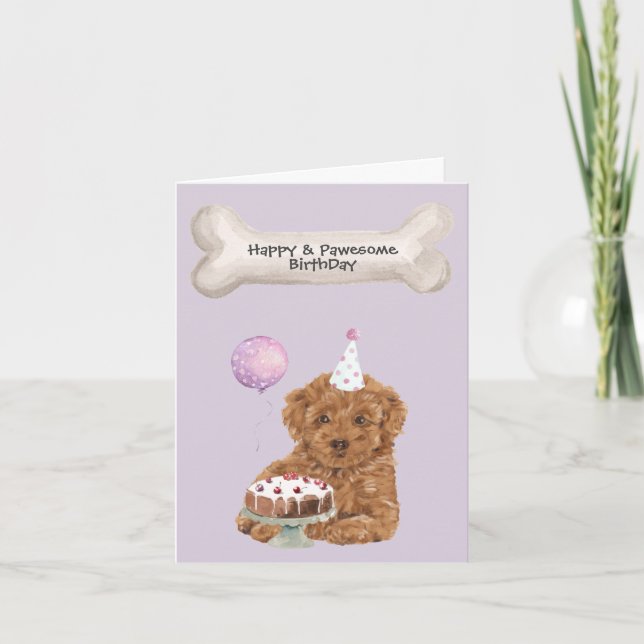 Pudel Mix Cavapoo Födelsedag Helgkort (Framsida)