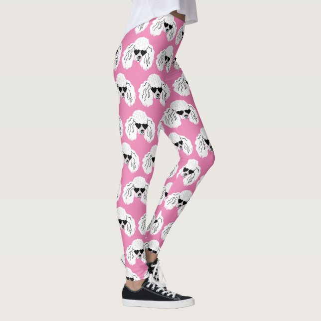 Pudel Mönster Cute Rosa Leggings (Höger)