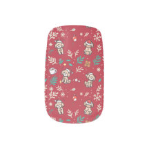 Pudel Nagel Omslag Jul Blommig Söt Kawaii