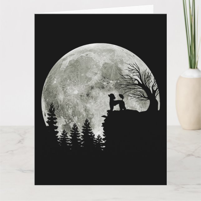 Pudel På Berg Halloween Present Till Pudel Älskare Kort (Framsida)