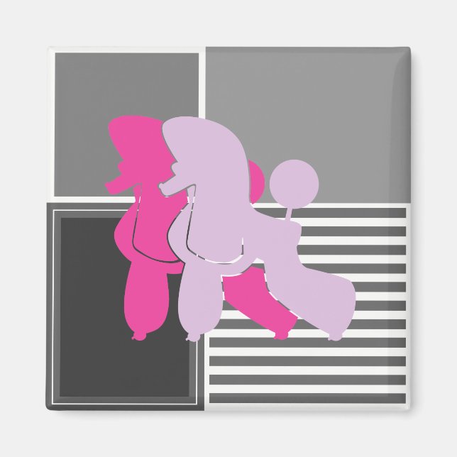 Pudel Paar modern und abstrakt Magnet (Framsidan)