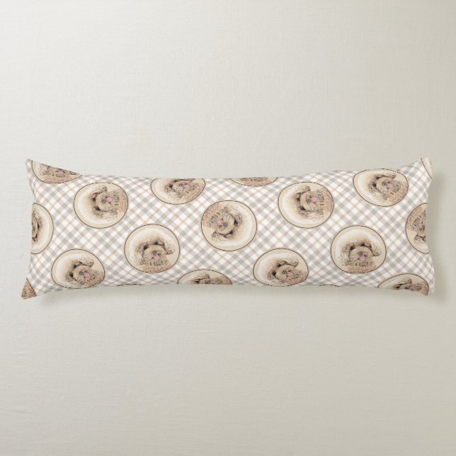 Pudel Painting Leksak Apricot Cream Original Hund  Kroppskudde (Framsidan)