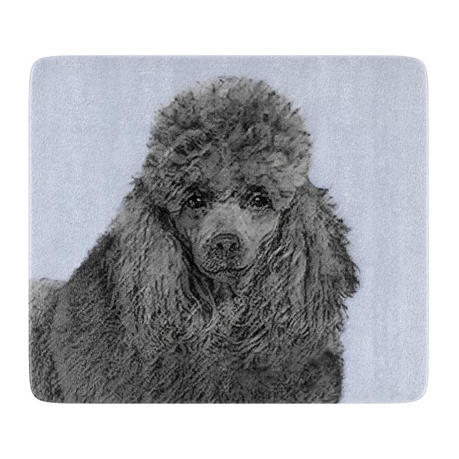 Pudel Painting Miniatyr Leksak Black Original Art (Framsidan)