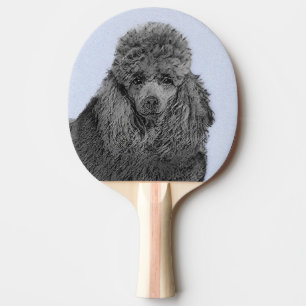 Pudel Painting Miniatyr Leksak Black Original Art Pingisracket
