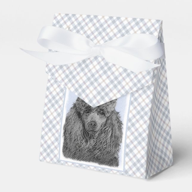 Pudel Painting Miniatyr Leksak Black Original Art Presentaskar (Framsidan Sidan)