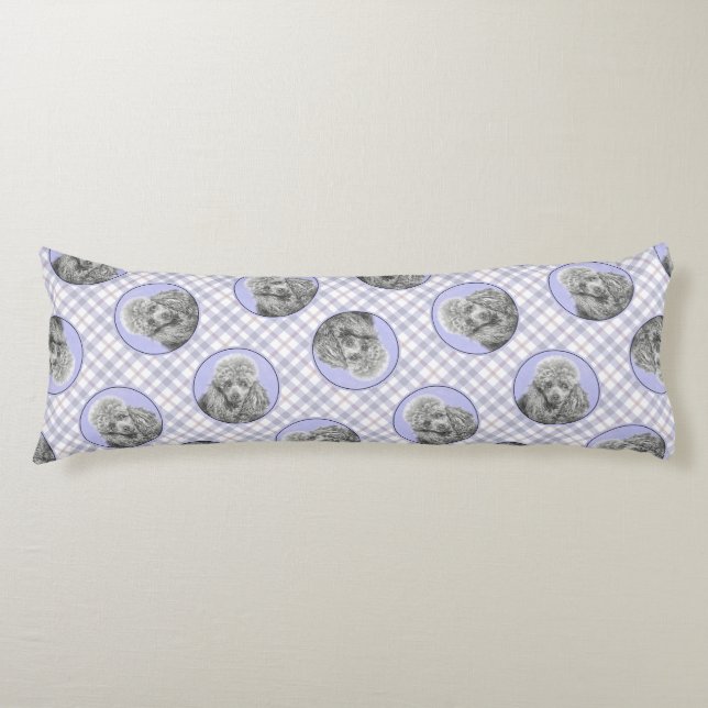 Pudel Painting Ministern Leksak Silver Grått Hund  Kroppskudde (Framsidan)