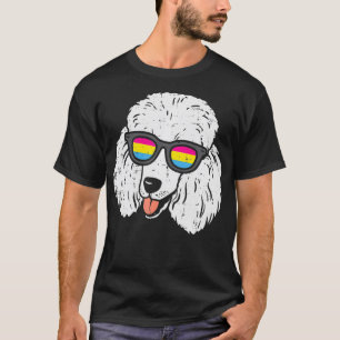Pudel Panseual Glasses Cute Pan Pride Flagga Hund T Shirt