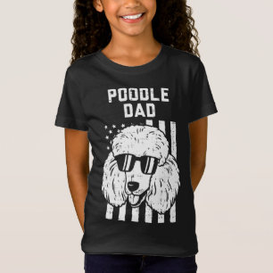 Pudel Pappa USA:s Flagga Coola Patriotic Hund älsk T Shirt