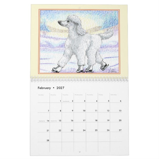 Pudel Parad - en Bild-kalender per månad Kalender (Feb 2027)