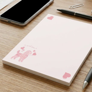 Pudel Pastell Rosa “Jag Voffar Dig” Anteckningsblo Anteckningsblock
