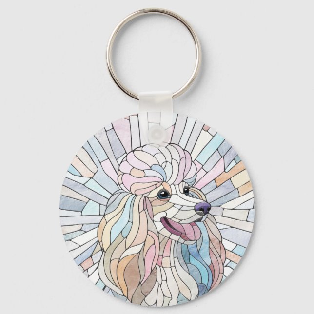 Pudel - pastellmosaikkonst nyckelring (Framsida)