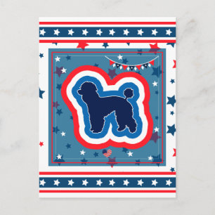 Pudel Patriotisk Röd Vit Och Blå 4:e Juli Helg Vykort