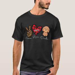 Pudel Play Peace Kärlek Cute Hund T Shirt