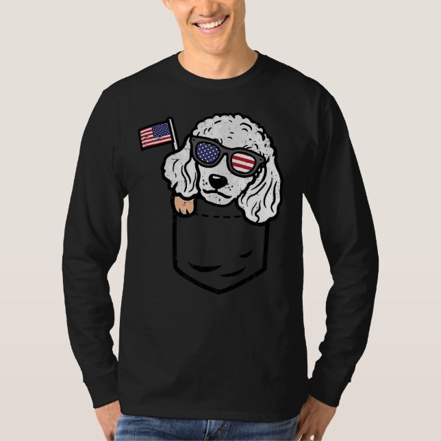 Pudel Pocket Cute American USA 4:e juli 4:e T Shirt (Framsida)