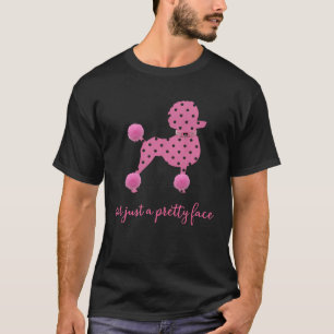 PUDEL POLKA DOTS ROSA PUDEL SÖT ANSIKTE HUNDAR T SHIRT