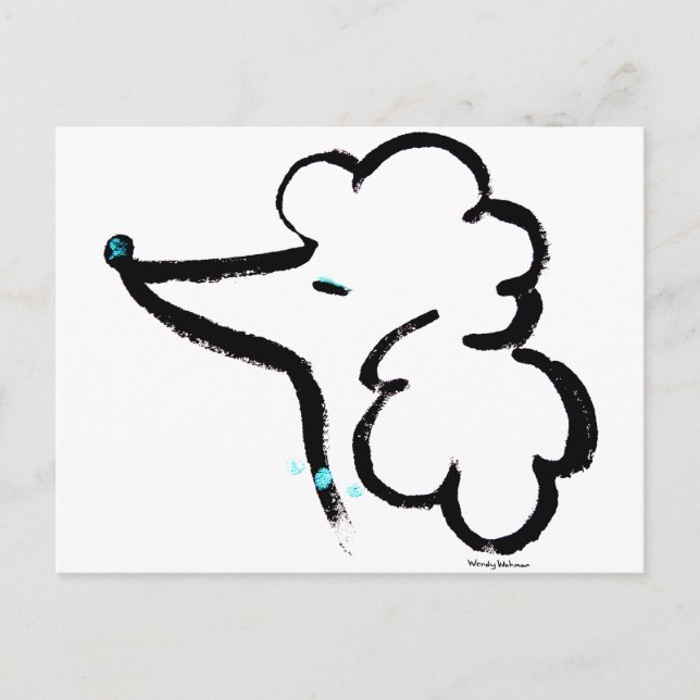 Pudel Porträtt Vykort (Framsida)