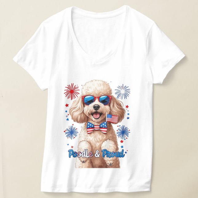 Pudel & Proud - 4 juli Hund T-Shirt (Laydown)