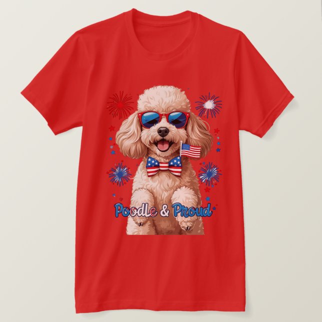 Pudel & Proud - 4 juli Hund T-Shirt (Design framsida)
