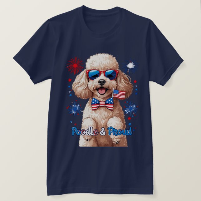 Pudel & Proud - 4 juli Hund T-Shirt (Design framsida)