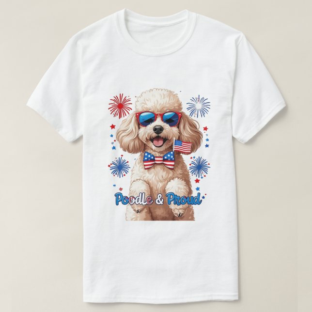 Pudel & Proud - 4 juli Hund T-Shirt (Design framsida)