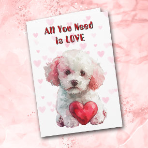 Pudel Puppy Hund allt du behöver Valentine Helgkort