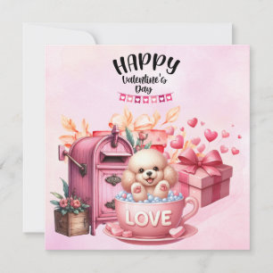 Pudel Puppy Hund för Alla hjärtans dag Julkort