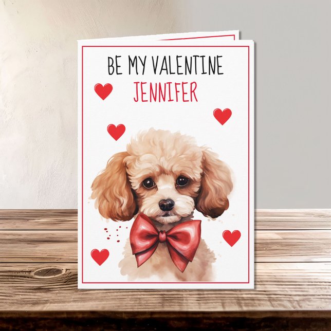 Pudel Puppy Hund I Woof You Valentine Kort (Skapare uppladdad)