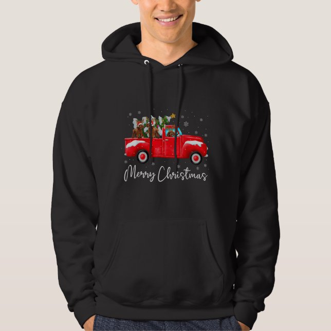 Pudel Red Lastbil jultomten Hat Julafton Hund Kärl Hoodie (Framsida)