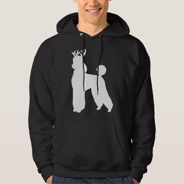 Pudel Reindeer jul Hund Hoodie (Framsida)