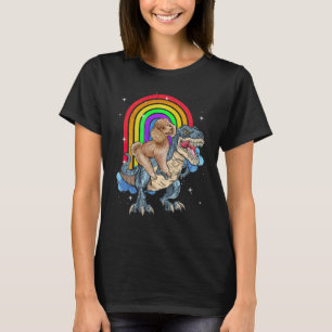 Pudel Riding Dinosaur T rex Rainbow Shirt