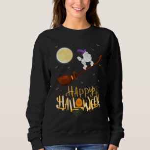 Pudel Ritt Häxa Hagelgevär Pudel Hund Halloween T Shirt