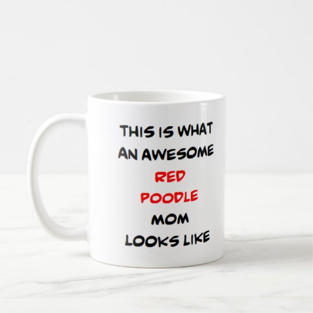 pudel, röd, mamma, fantastisk kaffemugg (Vänster)