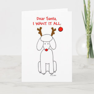 Pudel Santa jag vill ha allt kort