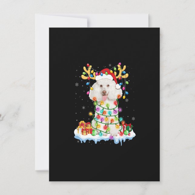 Pudel Santa Reindeer, Rolig hund Xm Inbjudningar (Framsida)