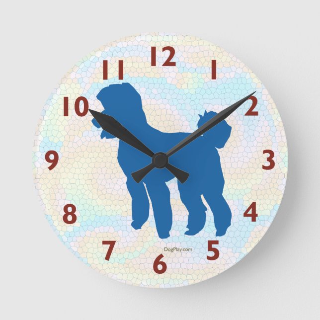 Pudel Silhouette Art Wall Clock Rund Klocka (Framsida)