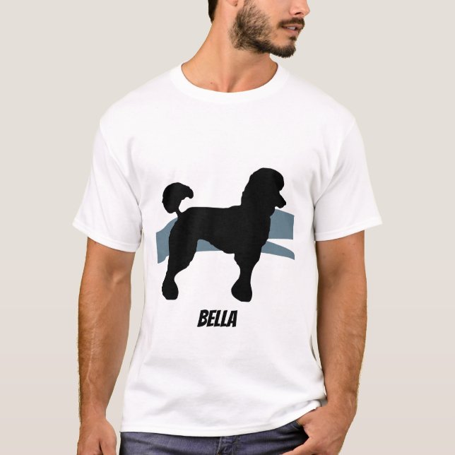Pudel Silhouette på Blue stänk T-shirt (Framsida)
