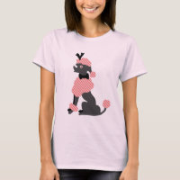 Pudel Skirt Retro Rosa Grått Sitta 50-tal Hund