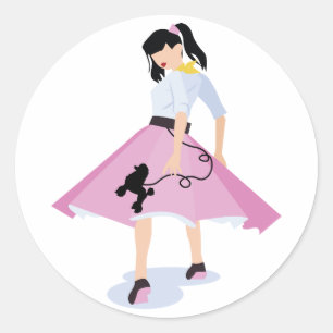 Pudel Skirt Runt Klistermärke