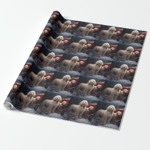 Pudel Snöig Släde Juldekoration Presentpapper