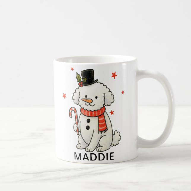 Pudel Snömannen Jul Hund Kaffemugg (Höger)