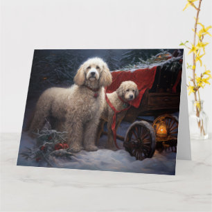 Pudel Snowy Sleigh-juldekretet Kort
