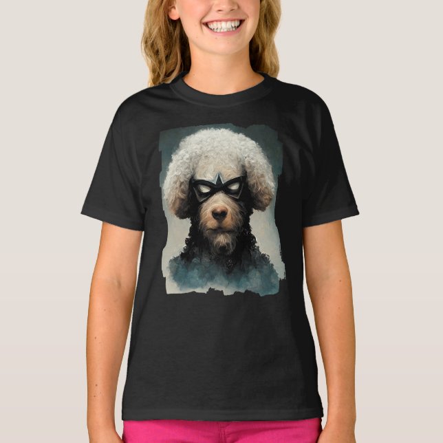 Pudel som är superhjälte Hund T Shirt (Framsida)